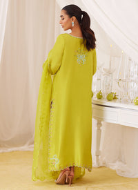 Marija Kiwi Green Embroidered Shirt, Dupatta and Pants Farah Talib Aziz