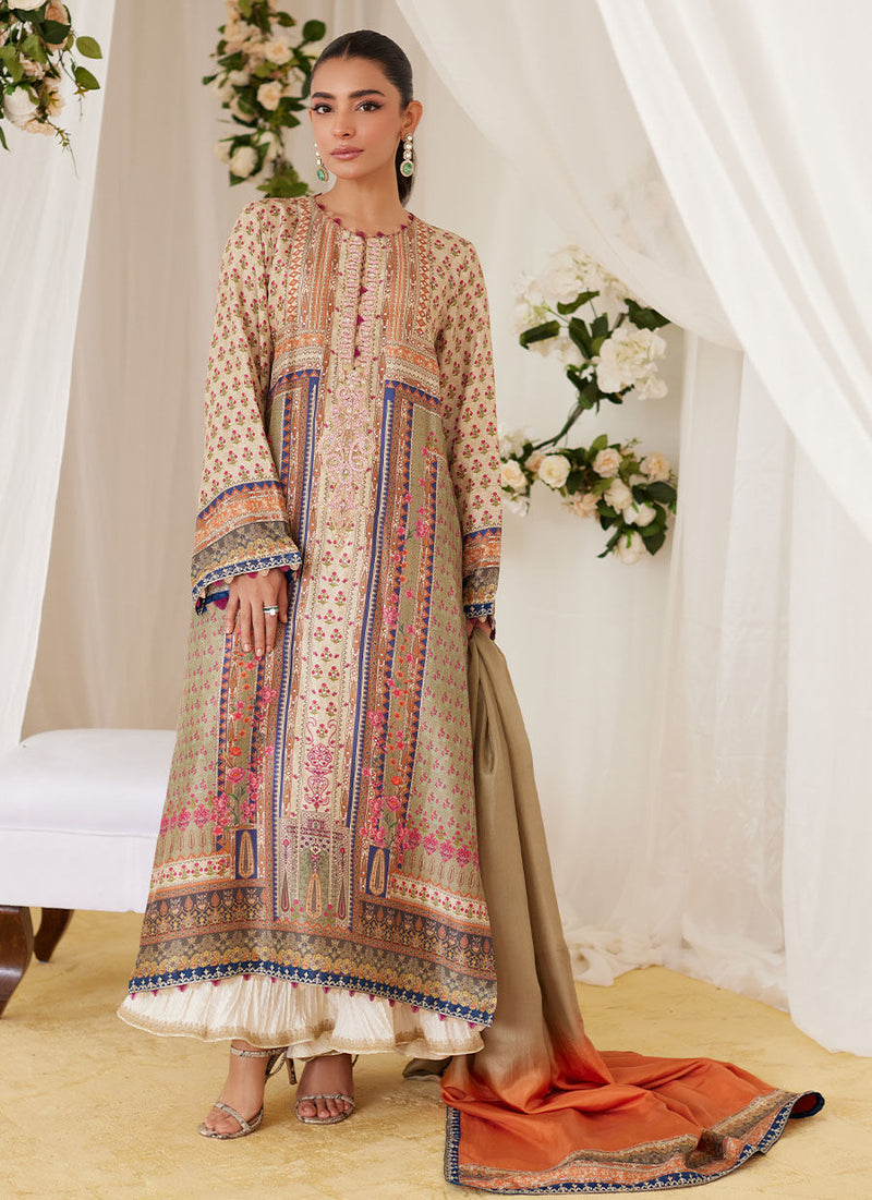 Reen Printed Raw Silk Shirt And Dupatta Farah Talib Aziz