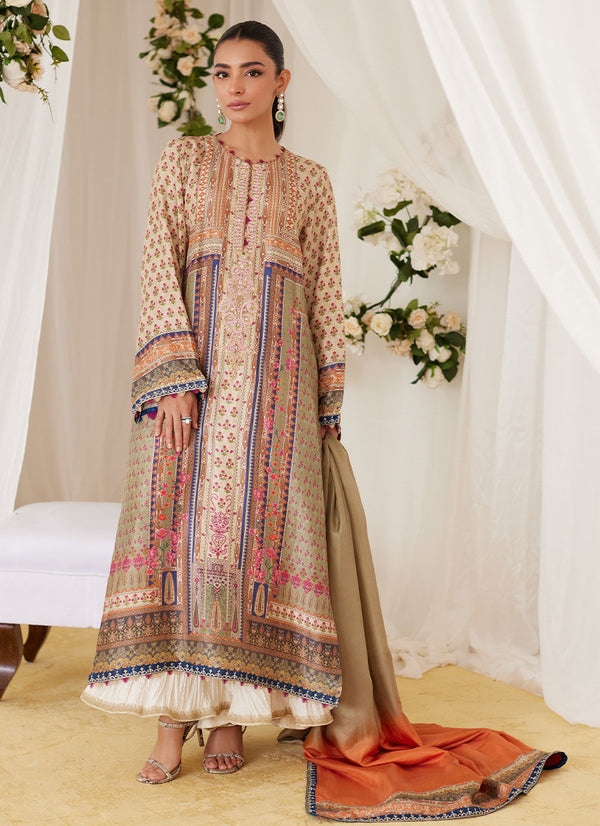 Reen Printed Raw Silk Shirt And Dupatta Farah Talib Aziz