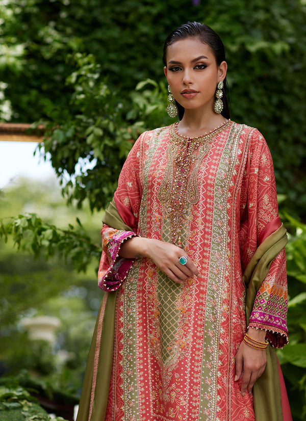 Bazif Burnt Orange Shirt And Dupatta Farah Talib Aziz