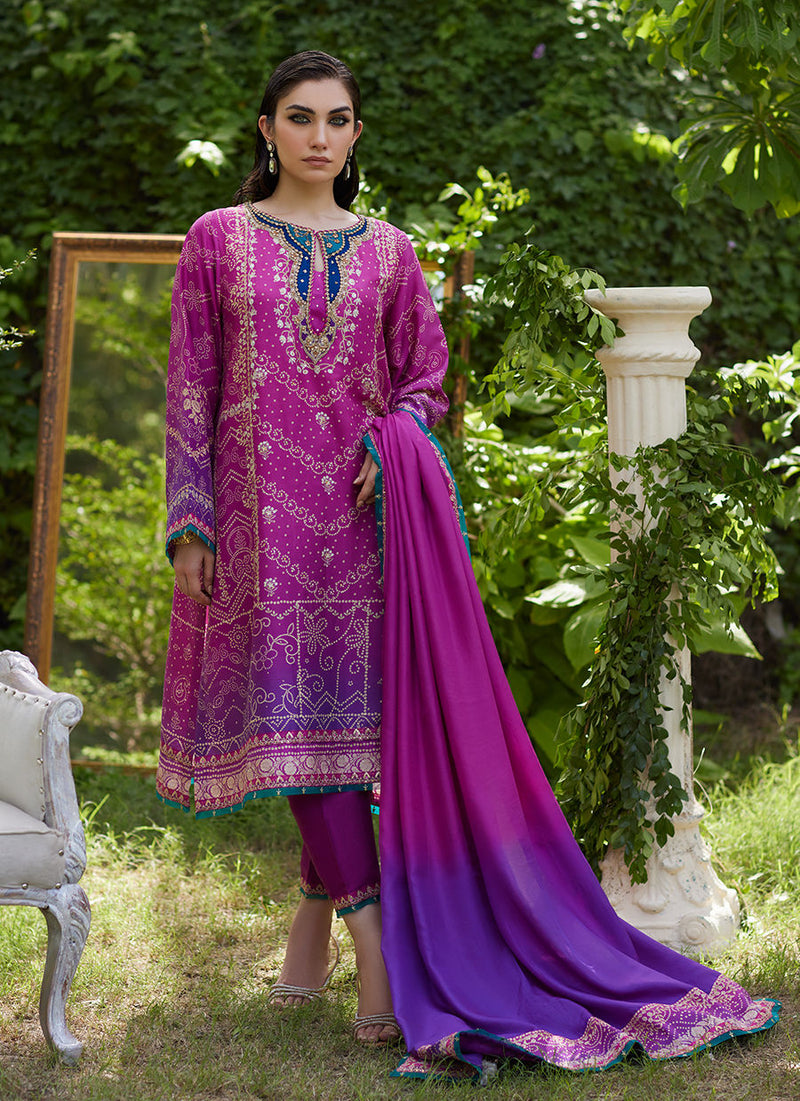 Tazeen Magenta Ombre Shirt And Dupatta Farah Talib Aziz