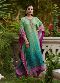 Persia Teal Ombre Kaftan Farah Talib Aziz