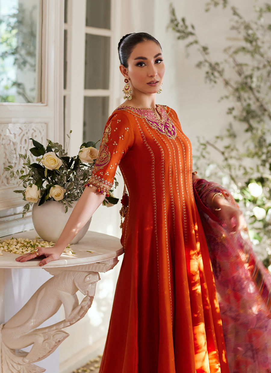 Kusum Burnt Orange Kalidaar and Dupatta Farah Talib Aziz