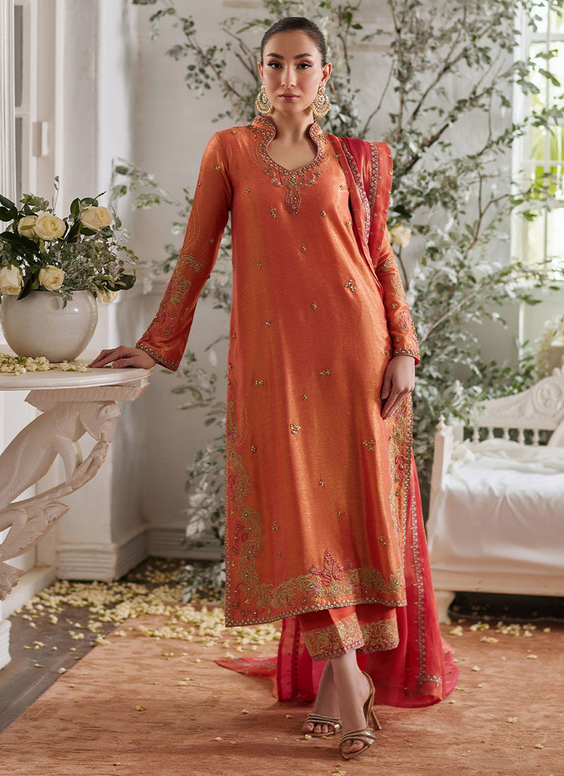 Ceren Coral Shirt, Pants and Dupatta Farah Talib Aziz