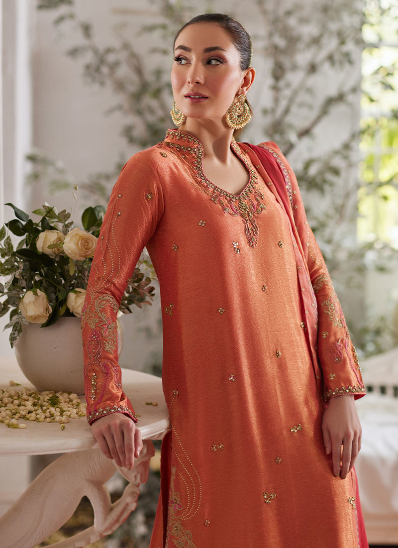 Ceren Coral Shirt, Pants and Dupatta Farah Talib Aziz