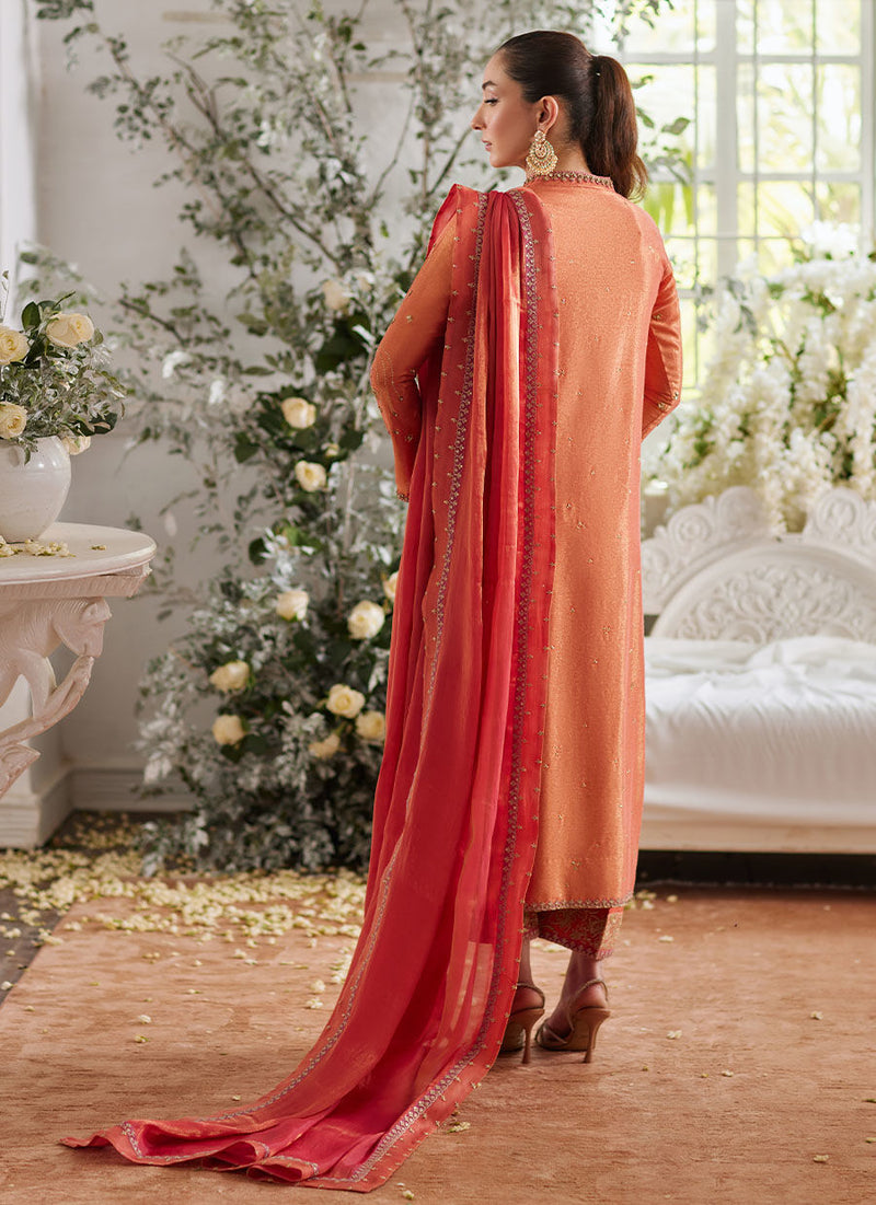 Ceren Coral Shirt, Pants and Dupatta Farah Talib Aziz