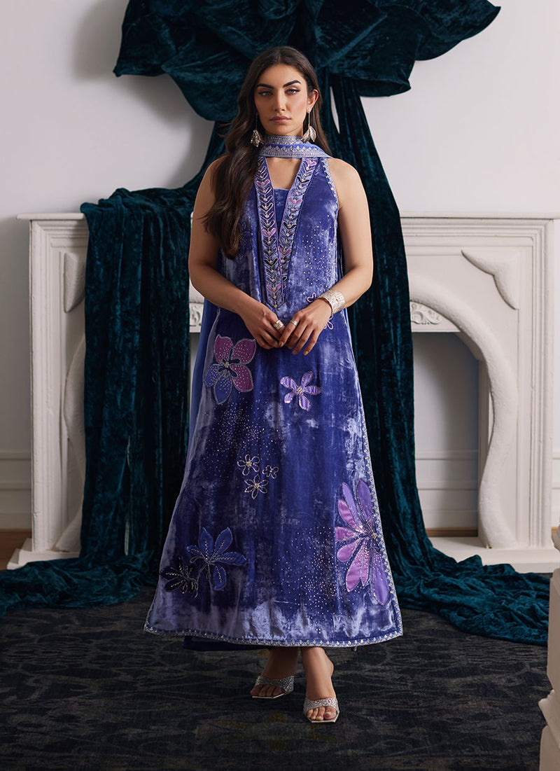 Isabel Periwinkle Shirt, Izaar And Dupatta Farah Talib Aziz