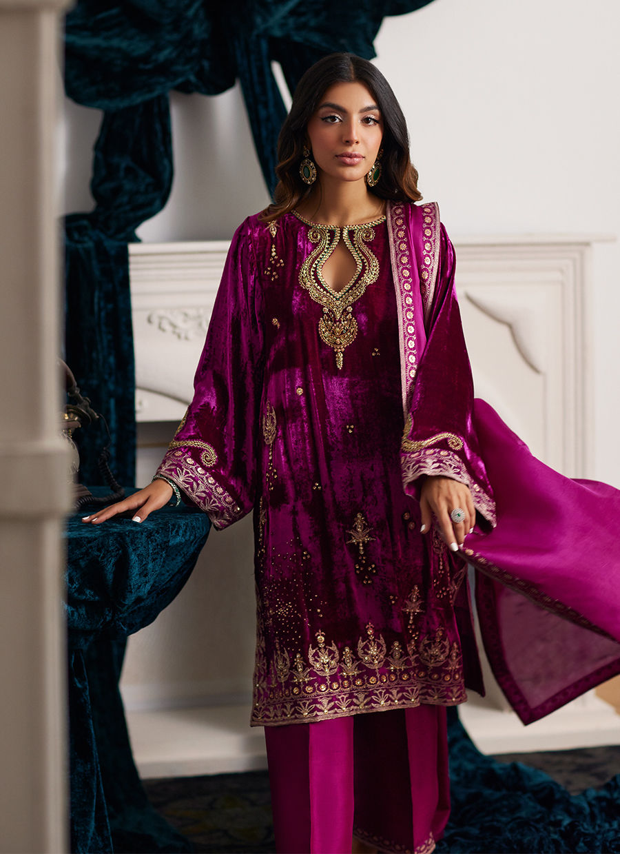 Emili Velvet Shirt And Dupatta Farah Talib Aziz