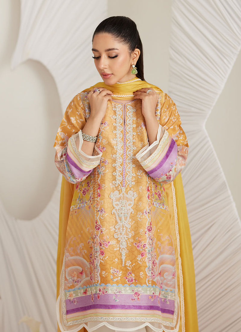 Anima Mustard Shirt, Pants and Dupatta