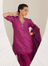 Sev Magenta Shirt, Shalwar and Dupatta