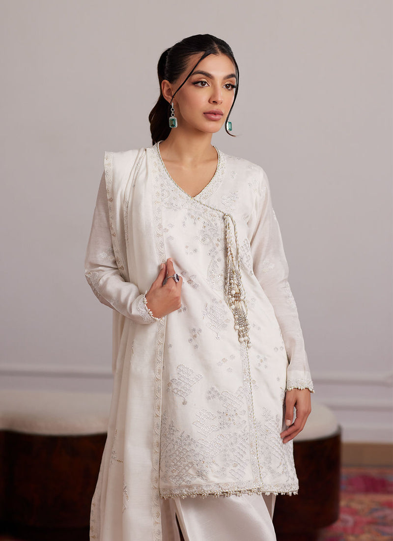 Calla Ivory Angarkha, Shalwar And Dupatta