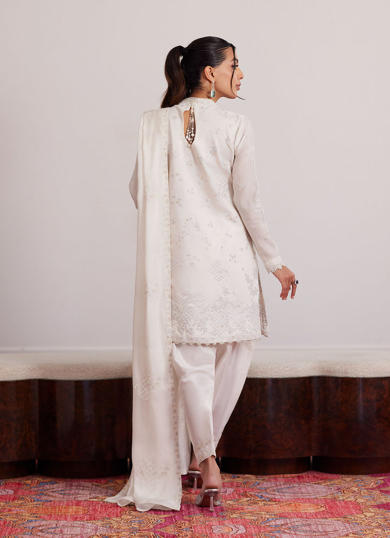 Calla Ivory Angarkha, Shalwar And Dupatta