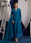 Shiro Teal Paneled Shirt, Izaar And Dupatta