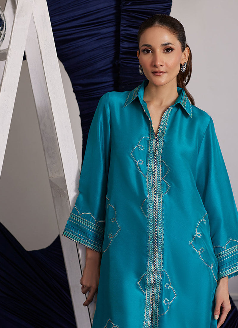 Clemmie Aqua Shirt, Izaar and Dupatta