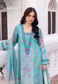 AJRS-04 PRINTED EMBROIDERED RAW SILK 3 PCS