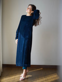 Teal Velvet Shirt Dress SAK ATELIER