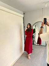 Red Buttoned Set SAK ATELIER