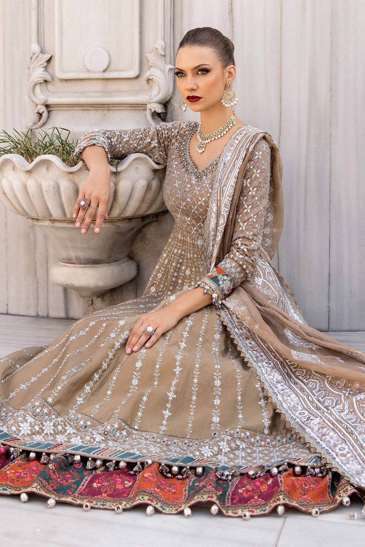 Unstitched Embroidered Cotton Satin Suit | CST-810 Maria B