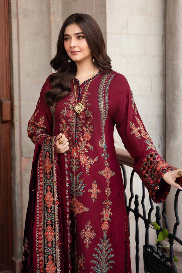 3 Piece Unstitched Embroidered Twill Linen Suit | DL-1210 Maria B