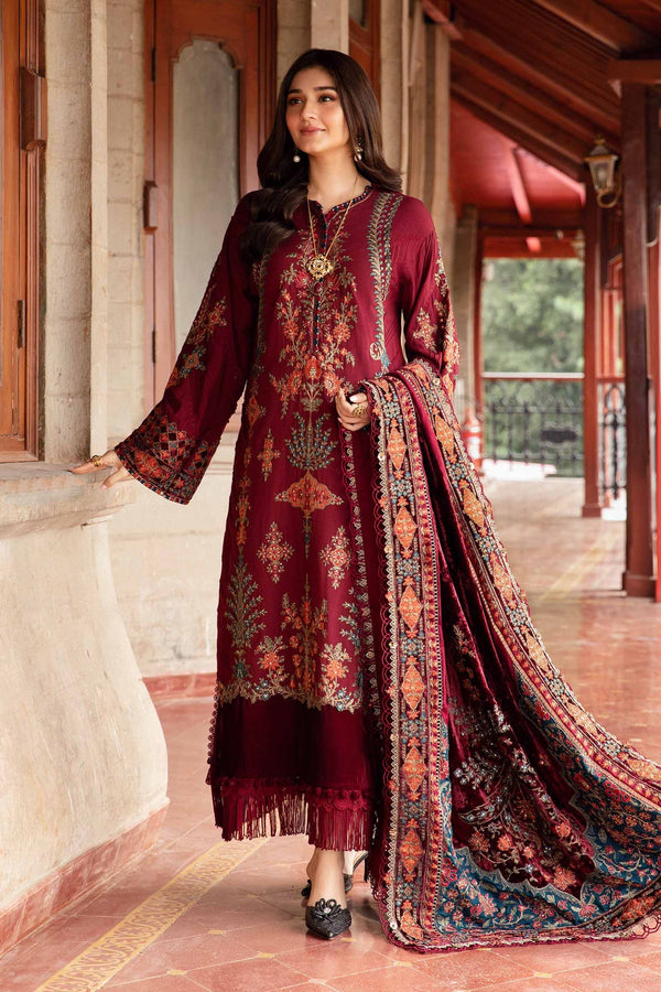 3 Piece Unstitched Embroidered Twill Linen Suit | DL-1210 Maria B