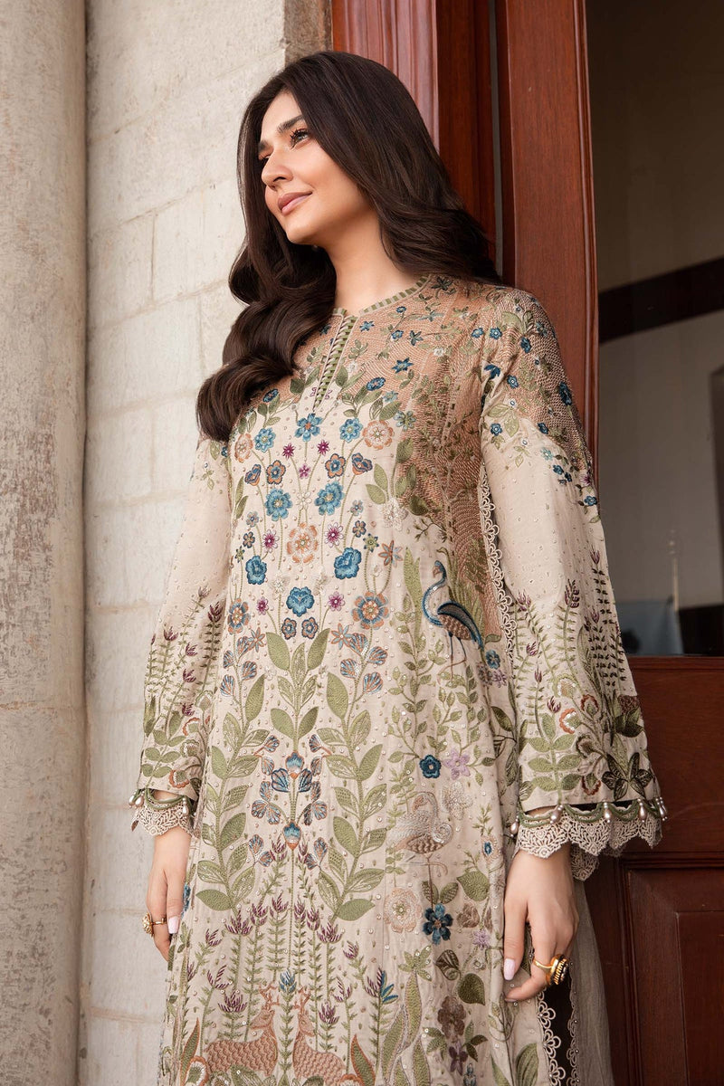 3 Piece Unstitched Embroidered Linen Suit | DL-1211 Maria B