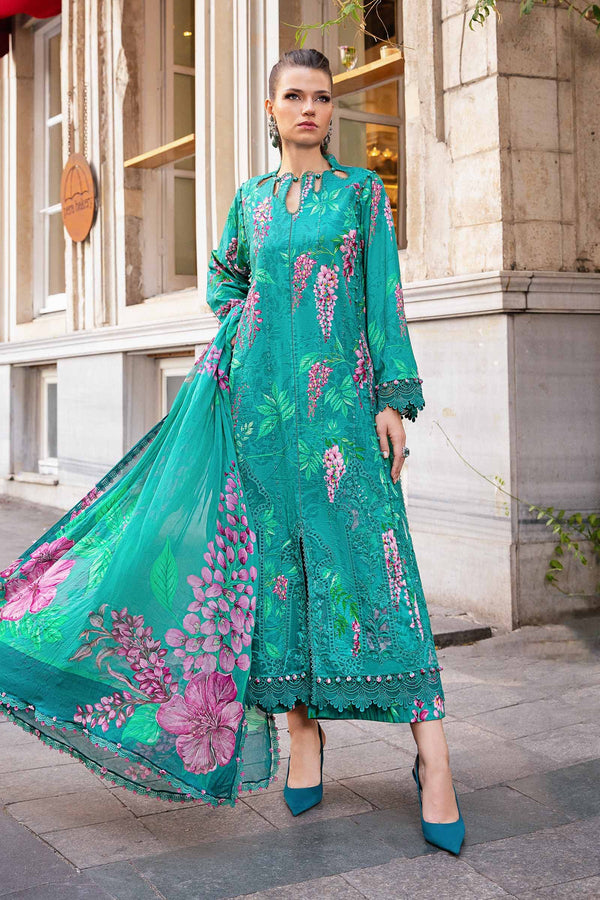 3 Piece Unstitched Printed Cambric Suit | MPT-2301-A Maria B