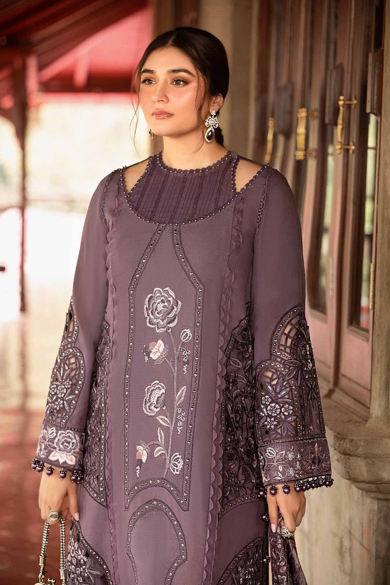 3 Piece Unstitched Embroidered Linen Suit | DL-1202 Maria B