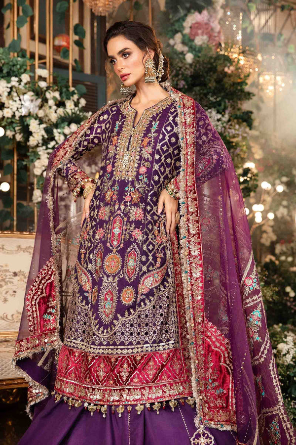 3 Piece Unstitched Embroidered Raw Silk Suit | BD-2903 Maria B