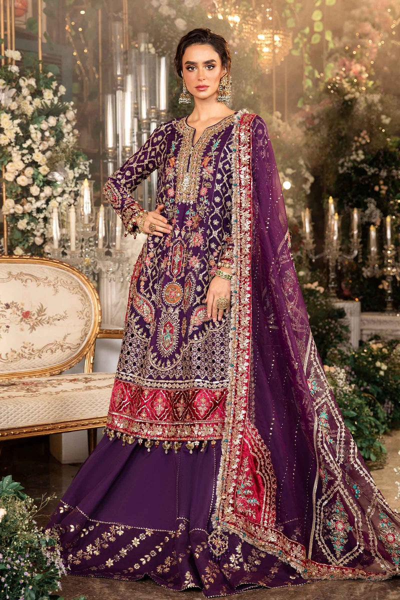 3 Piece Unstitched Embroidered Raw Silk Suit | BD-2903 Maria B