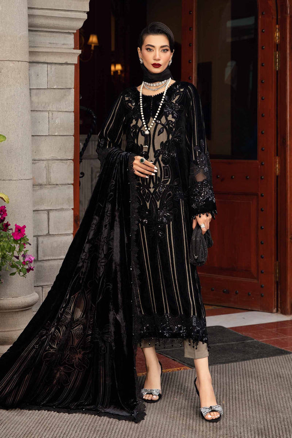 3 Piece Unstitched Embroidered Velvet Suit | DL-1205 Maria B