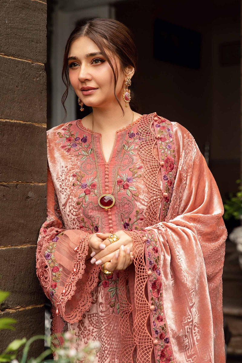 3 Piece Unstitched Embroidered Palachi Suit | DL-1206 Maria B