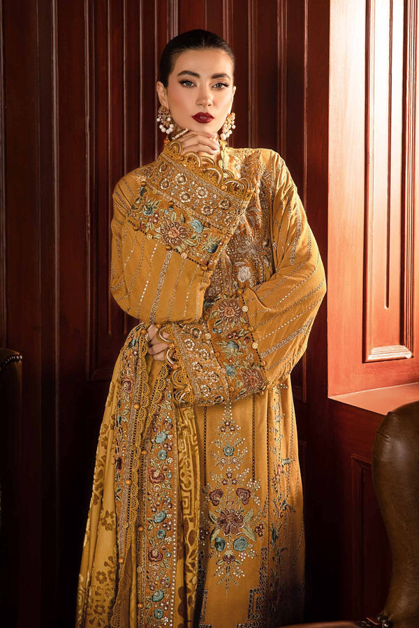 3 Piece Unstitched Embroidered Twill Linen Suit | DL-1207 Maria B