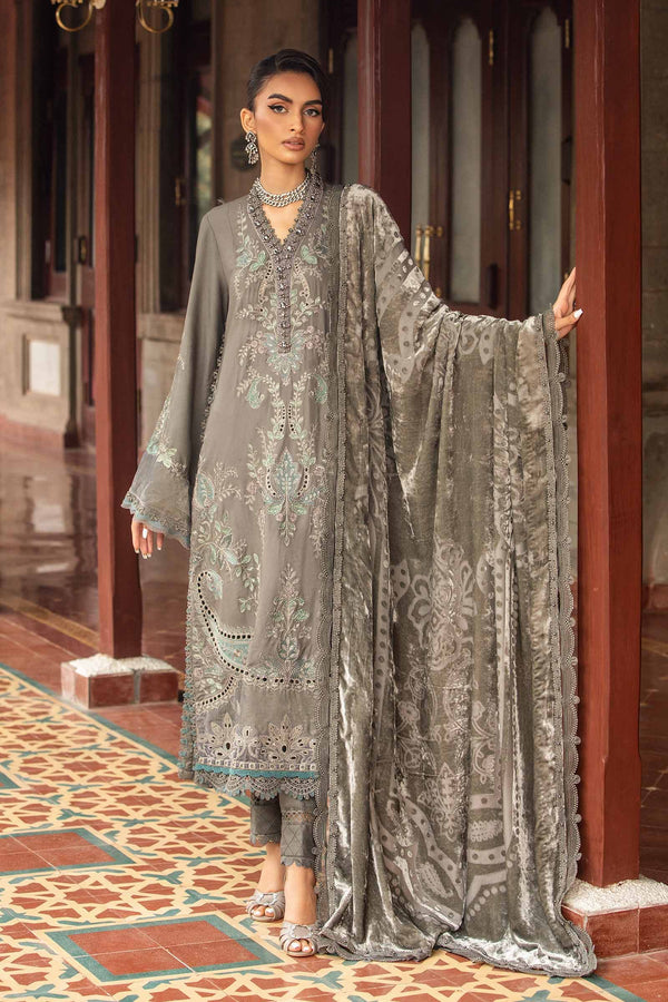 3 Piece Unstitched Embroidered Velvet Suit | DL-1209 Maria B