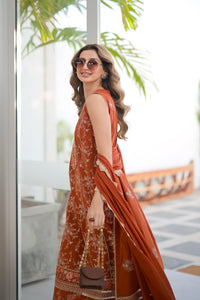 ZAHRA (RUST) - LUXURY LAWN X EID 2024 Zaib