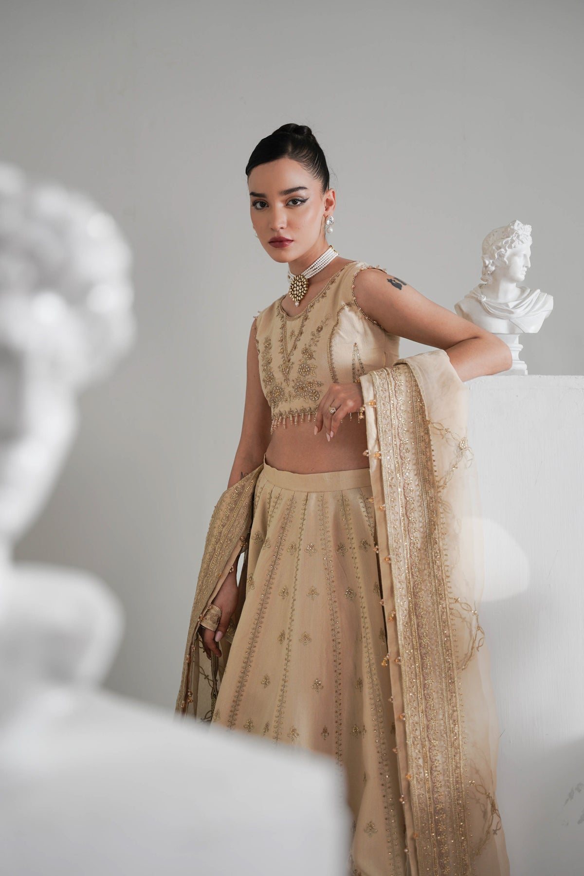 Tuscan Beige Timeless Lehnga Choli Set Wedding Edit 2024/2025 (NPA3-24428) Zaib