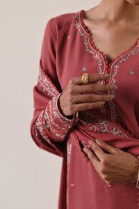 ROSEWOOD PINK LUXURY EMBROIDERED KARANDI SET (NEL-24628) Zaib