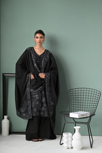 BLACK LUXURY EMBROIDERED KARANDI SET (NEL-24623) Zaib