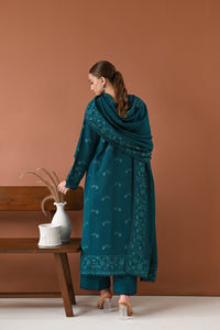 TEAL LUXURY EMBROIDERED KARANDI SET (NEL-24625) Zaib