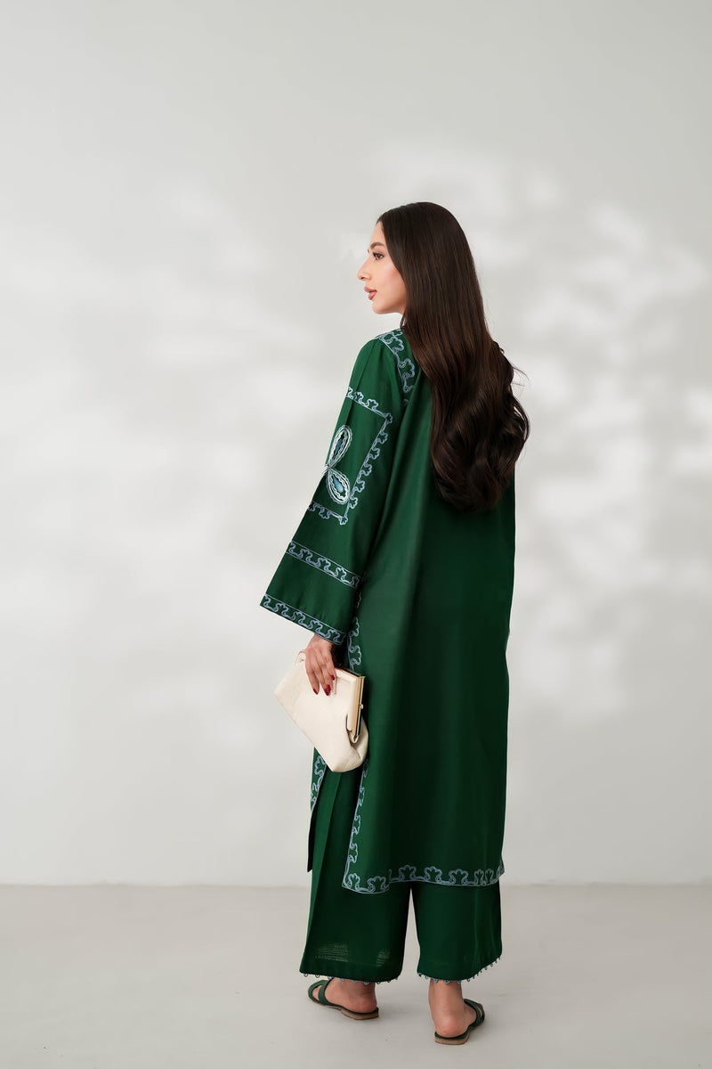 RAYA LUXURY AARI EMBROIDERY FALL SET (NPA2-24305) - EMERALD Zaib