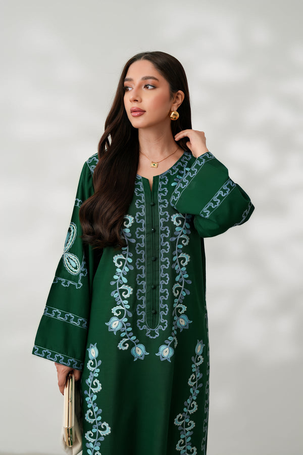 RAYA LUXURY AARI EMBROIDERY FALL SET (NPA2-24305) - EMERALD Zaib