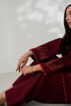 MERLOT LUXURY EMBROIDERED FALL SET (NPA2-24311 ) Zaib