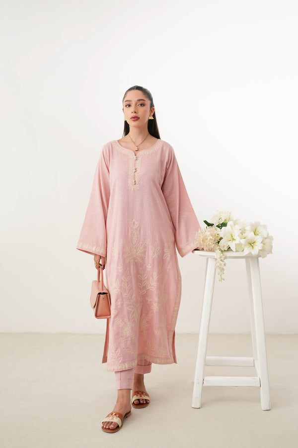 SICILY II LUXURY EMBROIDERED FALL SET (NPA2-24312) - PALE PINK Zaib