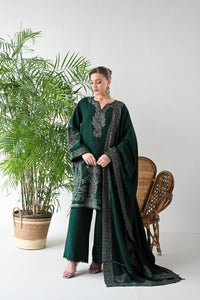 DEEP EMERALD LUXURY EMBROIDERED KARANDI SET (NEL-24637) Zaib