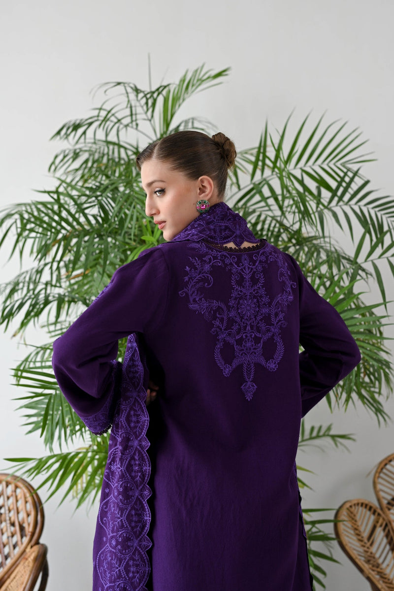 DEEP PURPLE LUXURY EMBROIDERED KARANDI SET (NEL-24633) Zaib