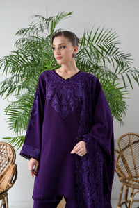 DEEP PURPLE LUXURY EMBROIDERED KARANDI SET (NEL-24633) Zaib