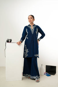 NAVY BLUE LUXURY EMBROIDERED FALL SET (NPA2-24316)