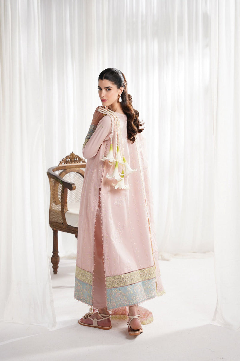 PASTEL PINK LUXURY EMBROIDERED 3PCS KALIDAR SET NPA3-25413 (EID 2025 READY TO WEAR)