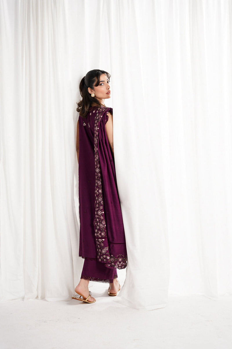 DEEP PLUM LUXURY EMBROIDERED 3PCS SET NPA3-25409 (EID 2025 READY TO WEAR)