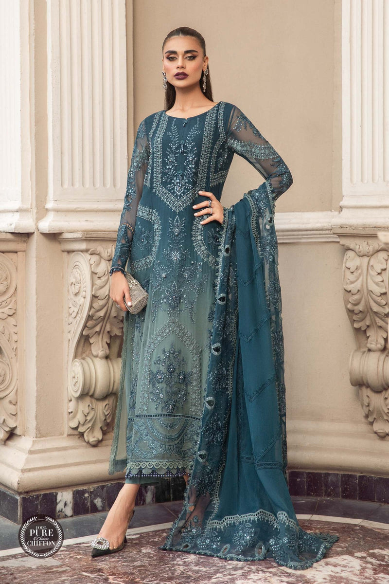 Unstitched Chiffon | MPC-23-102 Teal Blue Maria B