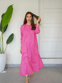 Oversized Linen Shirt Dress in Pink SAK ATELIER